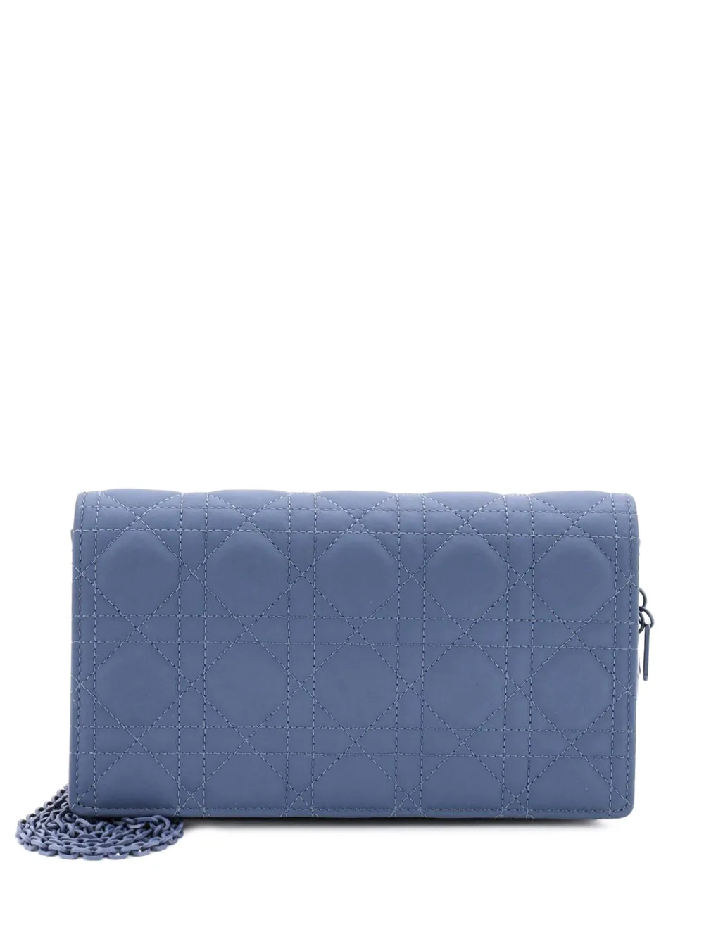 Christian Dior Pre-Owned Clutch Lady Dior in pelle di agnello trapuntata con motivo Cannage e catena - Blu