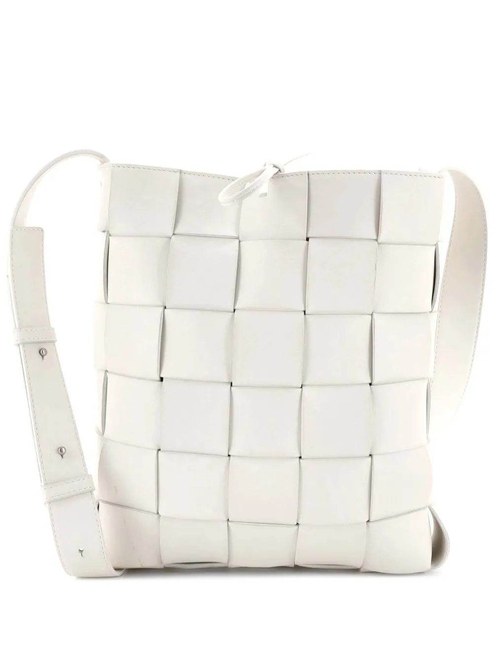 Bottega Veneta Pre-Owned Cassette Messenger Bag Maxi Intrecciato Leather crossbody bag - White