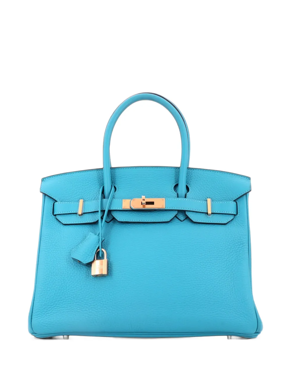 Hermès Pre-Owned Birkin Handbag Turquoise Clemence with Gold Hardware 30 satchel - Blau
