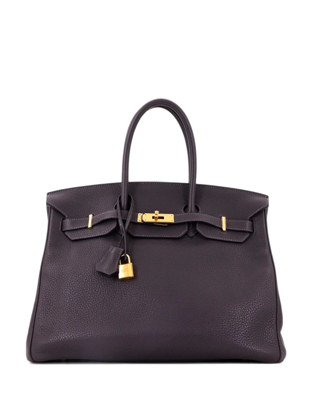 Hermès Pre-Owned Birkin Handbag Graphite Clemence with Gold Hardware 35 tote bag - Grey