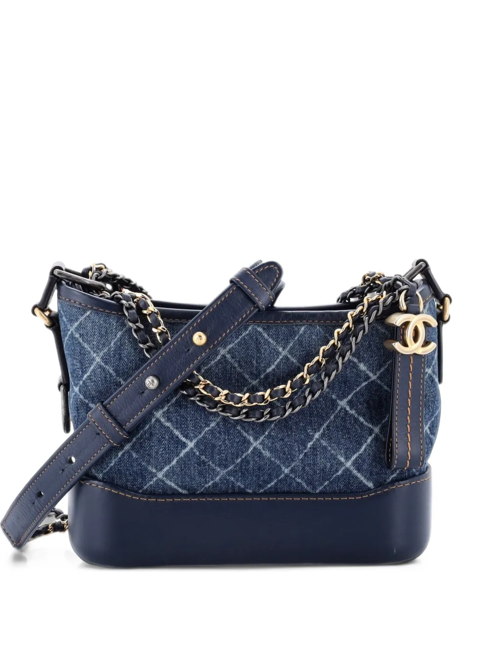 CHANEL Pre-Owned Gabrielle Printed Denim and Leather Small hobo bag - Blau