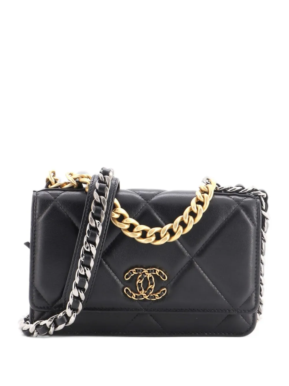 CHANEL Pre-Owned 19 Wallet on Chain Quilted Lambskin crossbody bag - Black