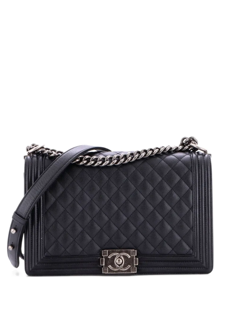 CHANEL Pre-Owned Boy Flap Bag Quilted Caviar New Medium crossbody bag - Black