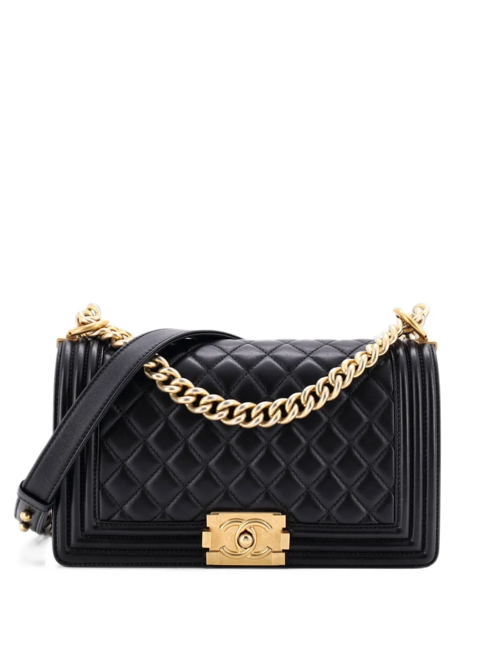 CHANEL Pre-Owned Boy Flap Bag Quilted Lambskin Old Medium shoulder bag - Black
