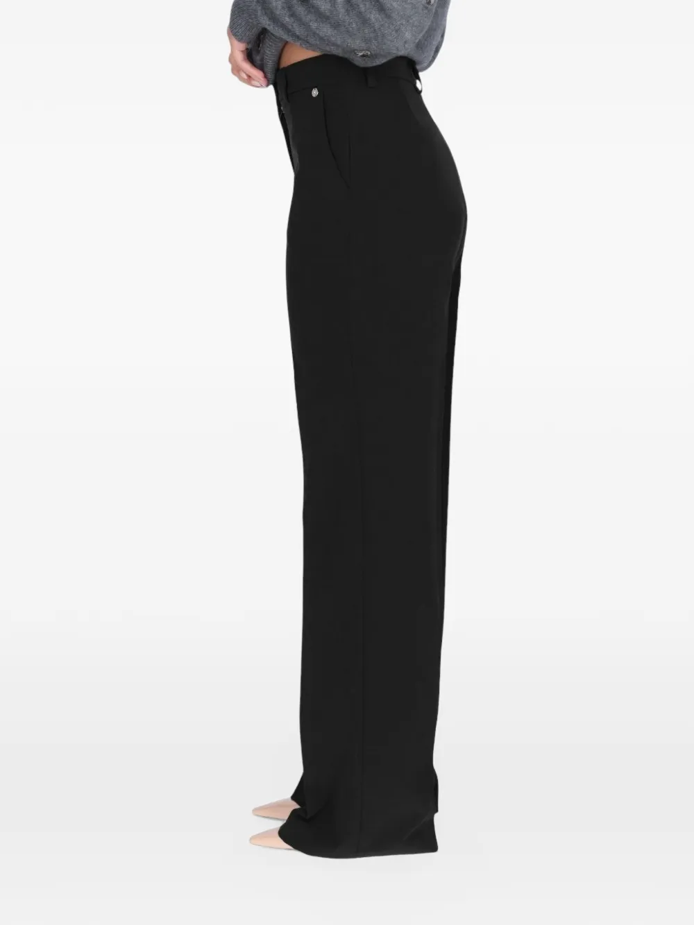LIU JO pressed-crease wide-leg tailored trousers Zwart