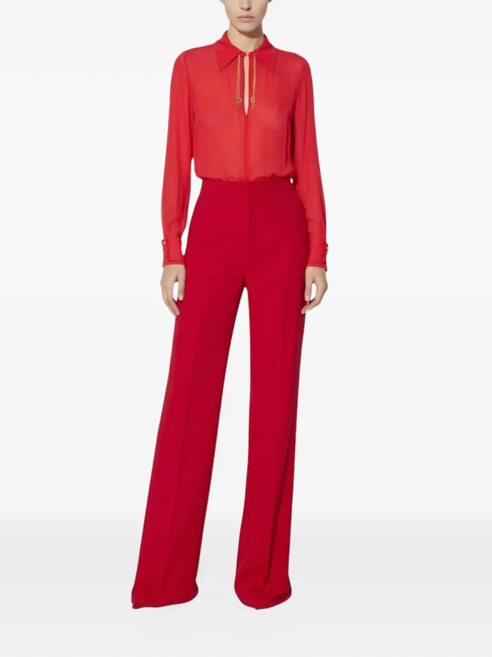 Elisabetta Franchi lightweight crêpe fabric trousers Rood