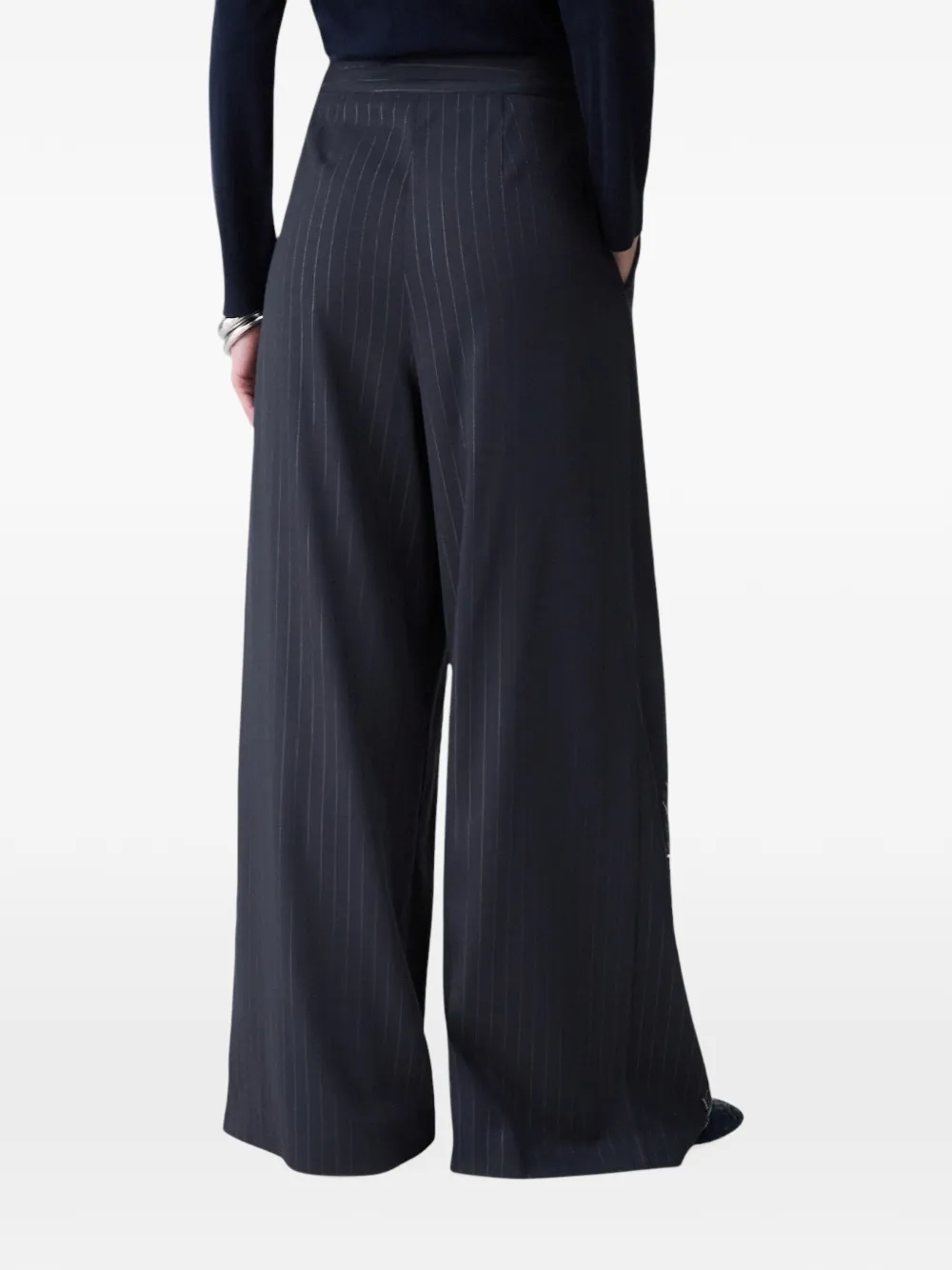 LIU JO palazzo trousers with jewel embroidery Grijs