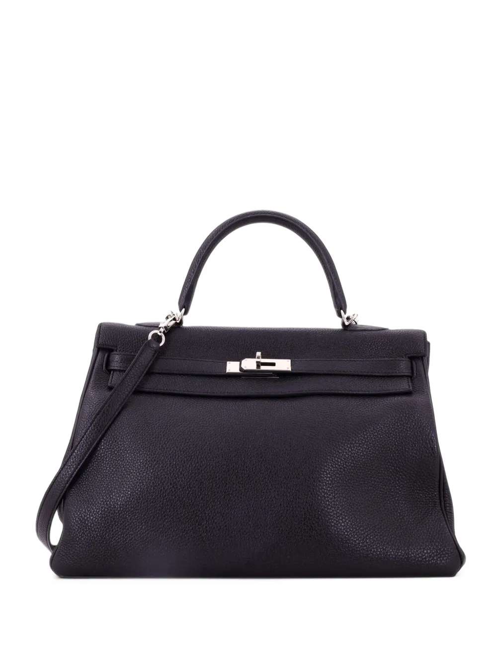 Hermès Pre-Owned Kelly Handbag Noir Togo with Palladium Hardware 35 satchel - Black