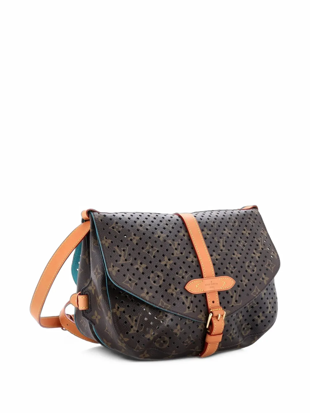 Louis Vuitton Pre-Owned Borsa a tracolla Flore Saumur traforata in tela con monogramma - Marrone