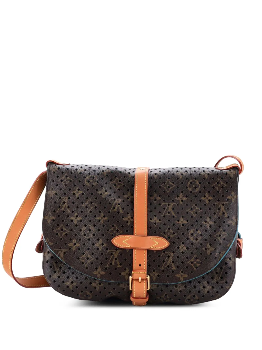 Louis Vuitton Pre-Owned Flore Saumur Handbag Perforated Monogram Canvas crossbody bag - Brown