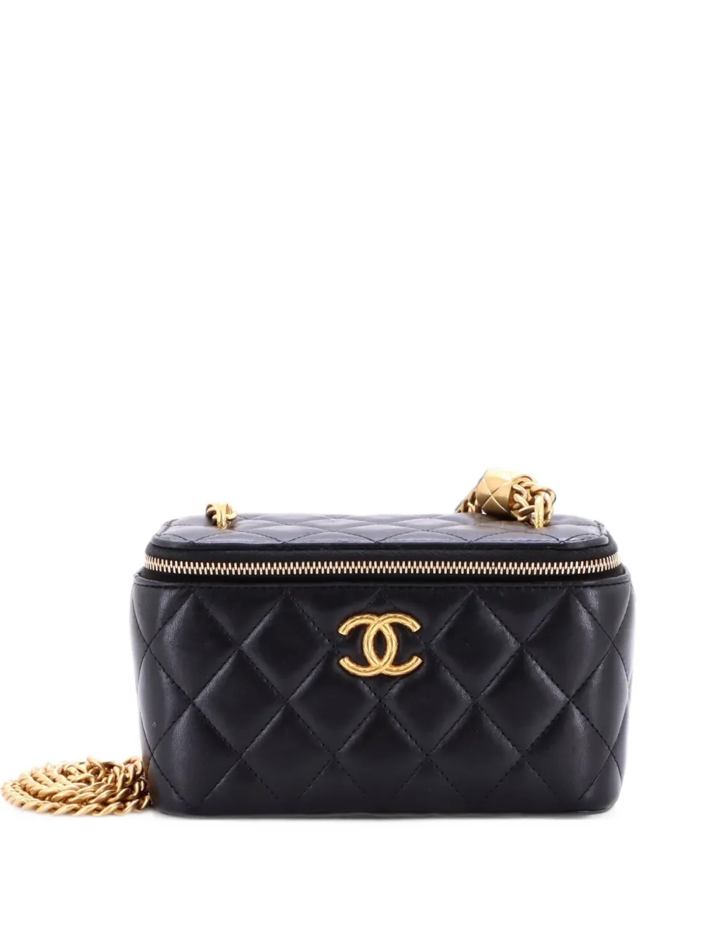 CHANEL Pre-Owned Kleine Kosmetiktasche mit Kettensteppung - Schwarz