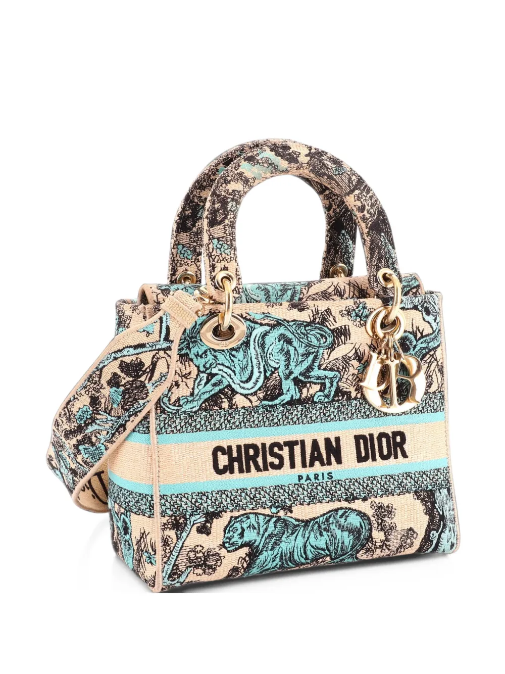 Christian Dior Pre-Owned Lady D-Lite Bag Embroidered Canvas Large tote bag - Bleu