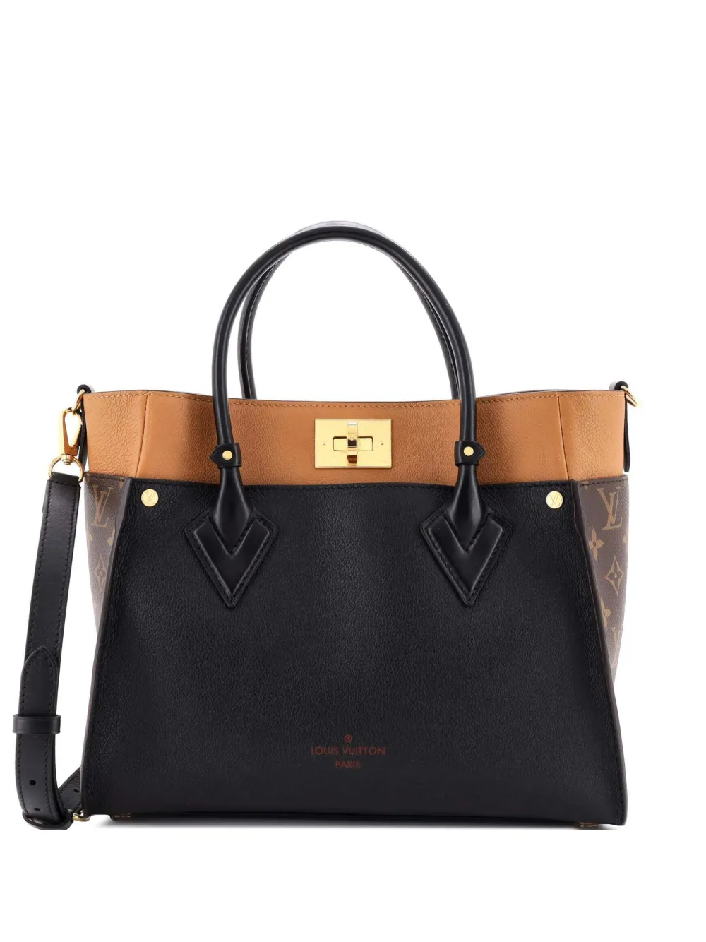 Louis Vuitton Pre-Owned Borsa tote On My Side MM in pelle e tela con monogramma - Nero