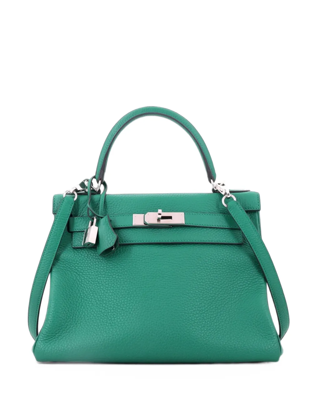 Hermès Pre-Owned Kelly Vert Vertigo Clemence Satchel-Tasche mit Palladium-Beschlägen 28cm - Grün
