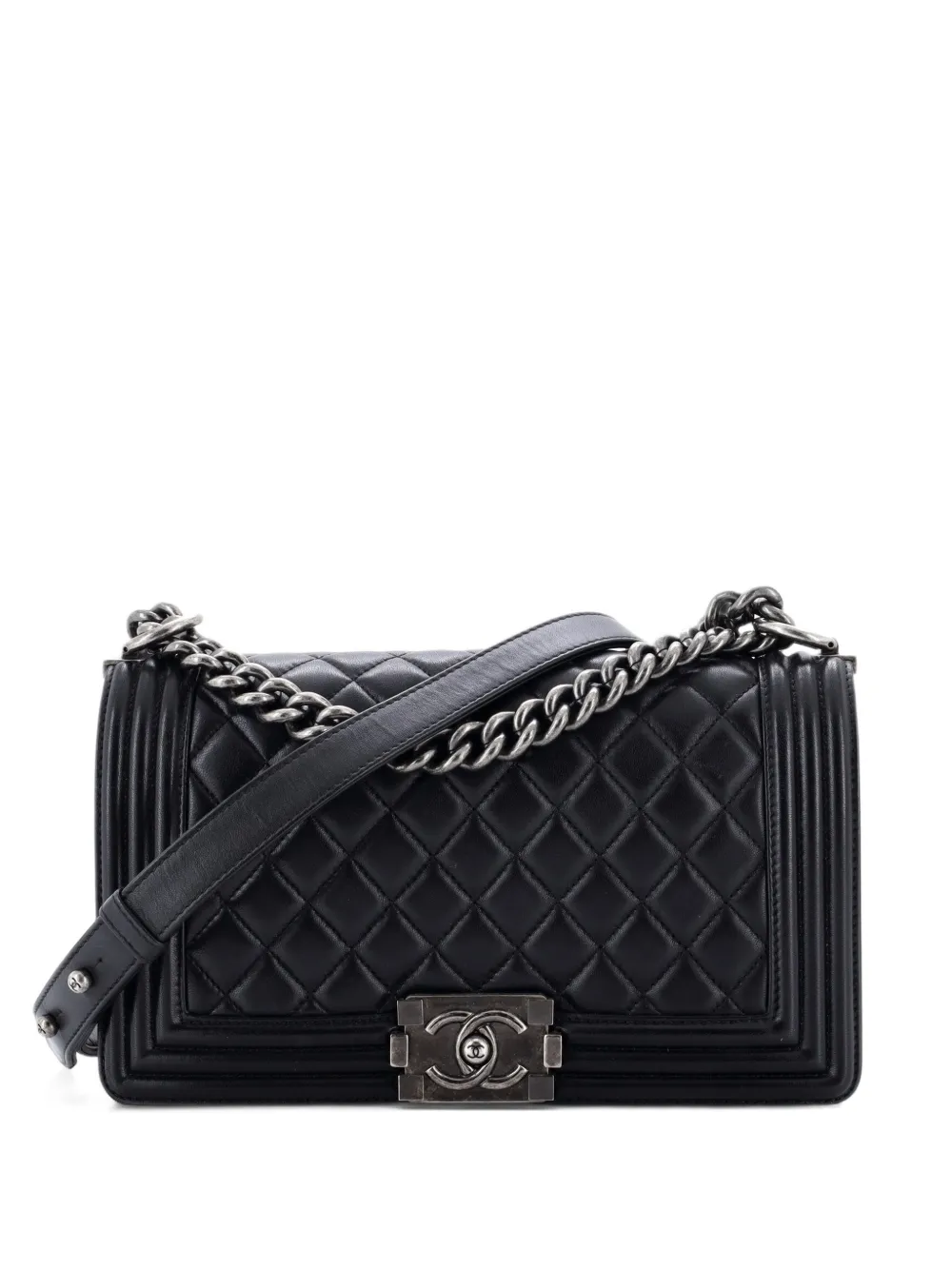 CHANEL Pre-Owned Mittelgroße Boy Flap Bag Schultertasche mit Steppung - Schwarz