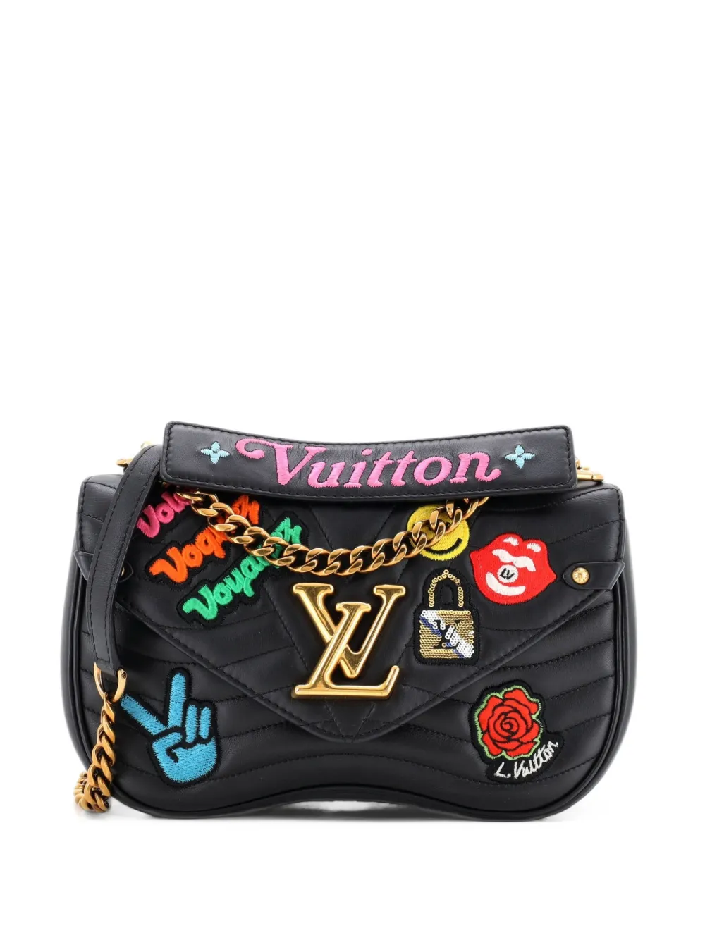 Louis Vuitton Pre-Owned New Wave Chain Bag Limited Edition Patches Quilted Leather MM shoulder bag - Black
