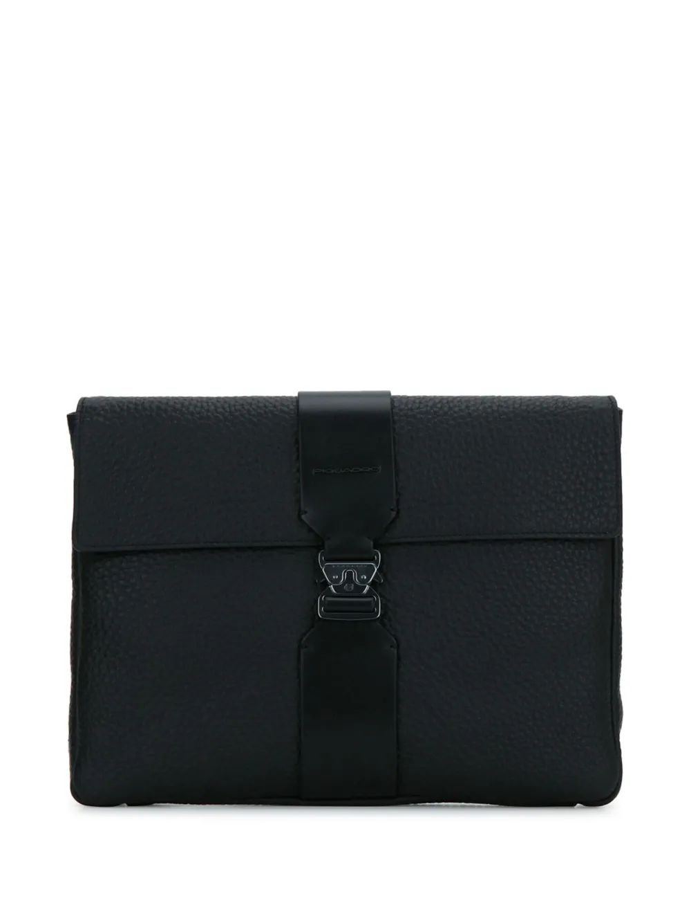 PIQUADRO Clutch in pelle martellata con fibbia - Nero