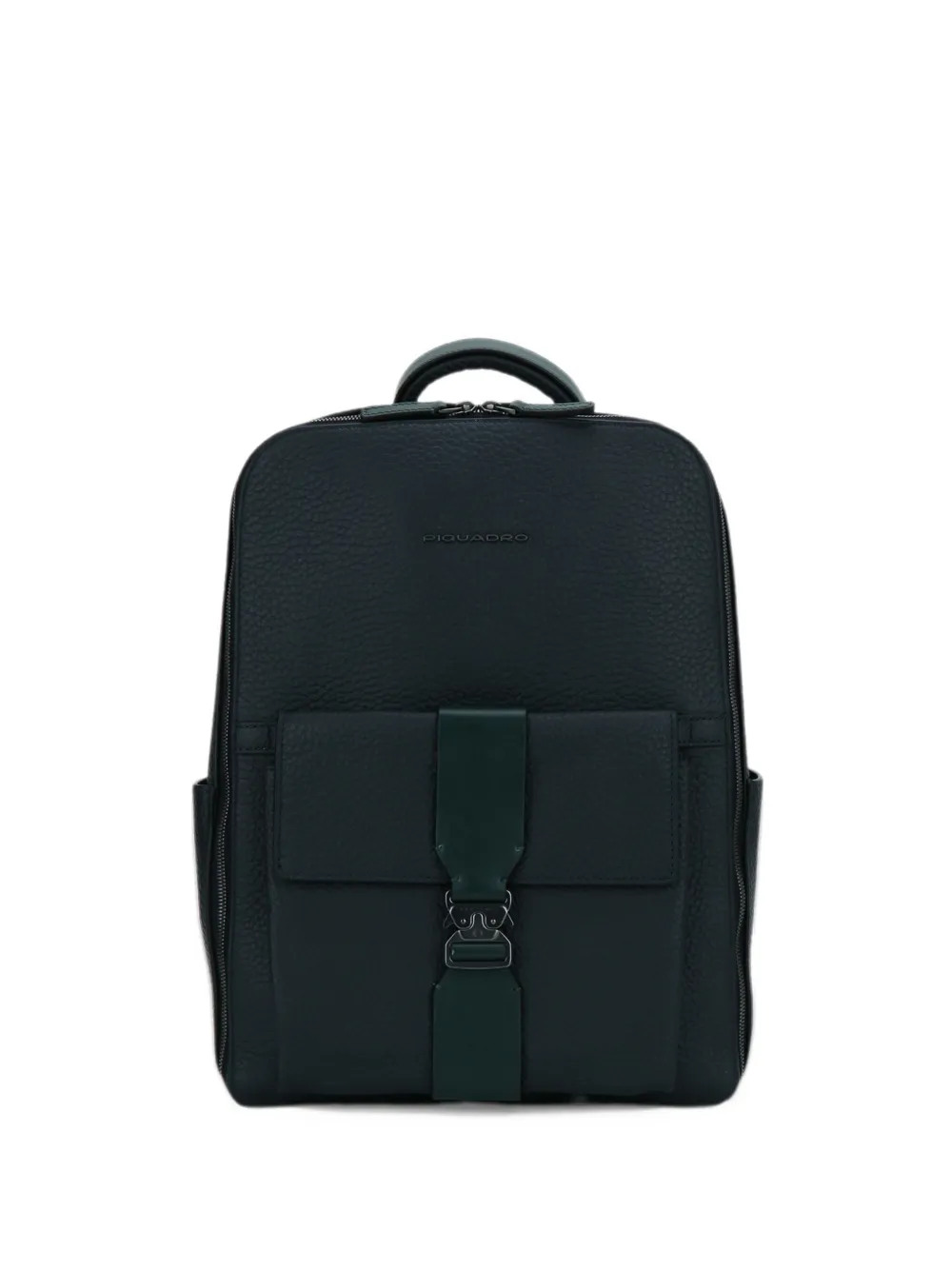 PIQUADRO buckle-fastening pebbled-leather backpack - Blu