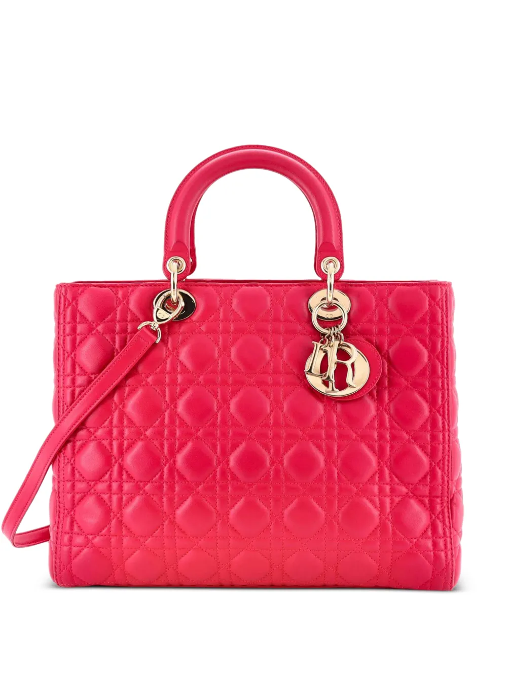 Christian Dior Pre-Owned Borsa tote Lady Dior grande in pelle di agnello trapuntata con motivo Cannage - Rosa