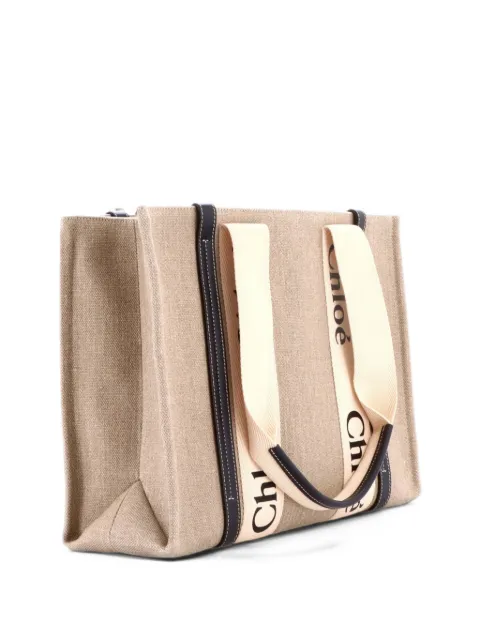 Chloé Pre-Owned Woody Canvas with Leather Medium tote bag