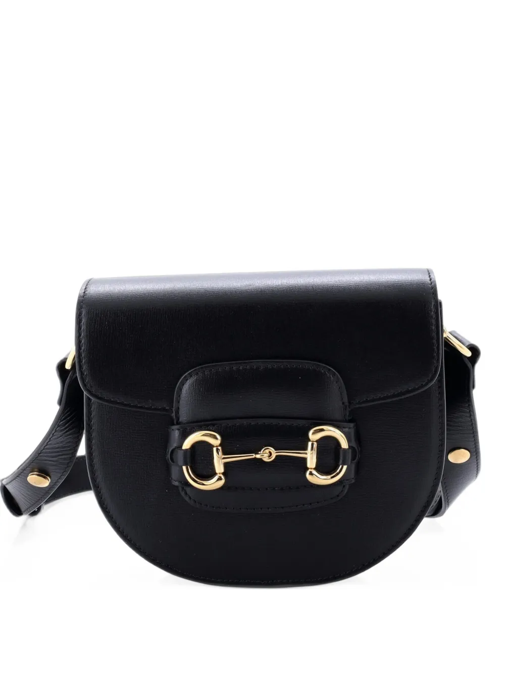 Gucci Pre-Owned Horsebit 1955 Rounded Shoulder Bag Leather Mini crossbody bag - Black