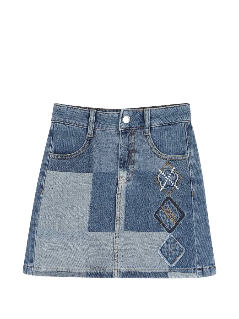 Marc Jacobs Kids patchwork denim mini skirt Blauw