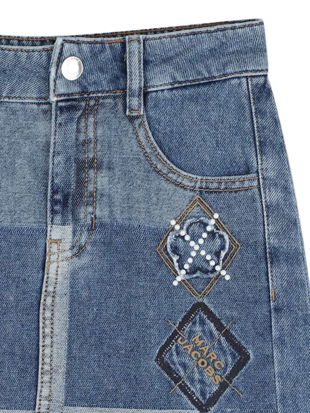 Marc Jacobs Kids patchwork denim mini skirt Blauw