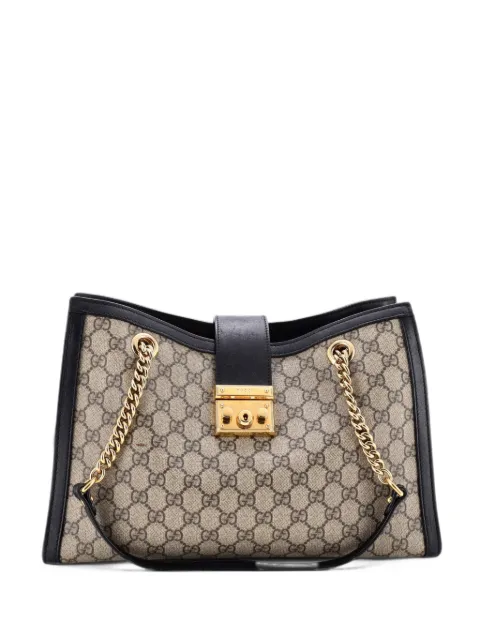 Gucci Pre-Owned Padlock Chain GG Coated Canvas with Leather Medium tote bag
