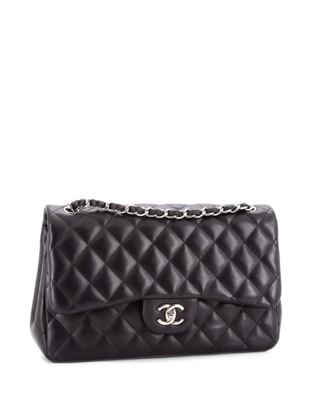 CHANEL Pre-Owned Classic Double Flap Bag Quilted Lambskin Jumbo shoulder bag - Black