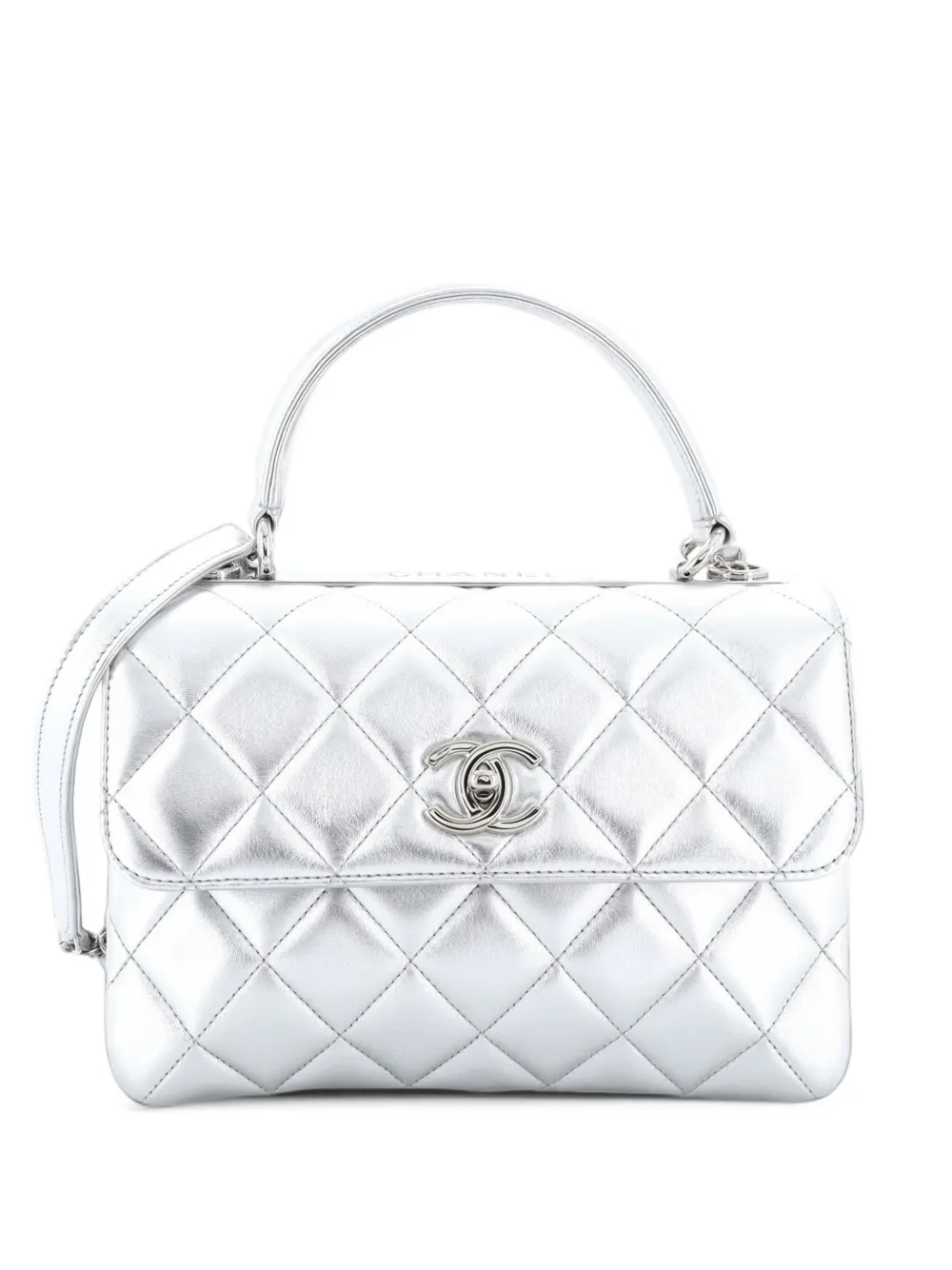 CHANEL Pre-Owned Trendy CC Top Handle Bag Quilted Lambskin Small shoulder bag - Metallic