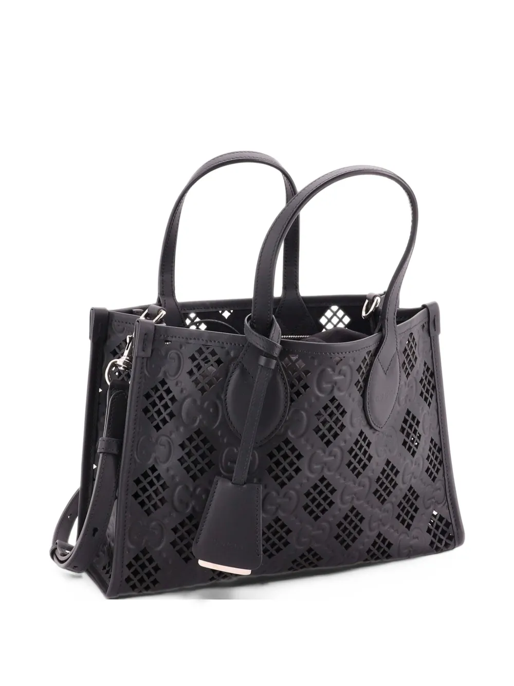 Gucci Pre-Owned Convertible GG Debossed Laser Cut Leather Small tote bag - Black