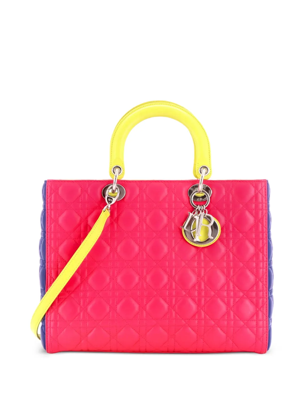 Christian Dior Pre-Owned Tricolor Lady Dior Bag Cannage Quilt Leather Large shoulder bag - Green
