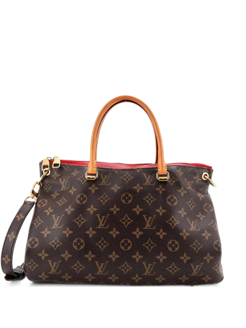 Louis Vuitton Pre-Owned Borsa tote Pallas in pelle e tela con monogramma e tracolla - Rosso