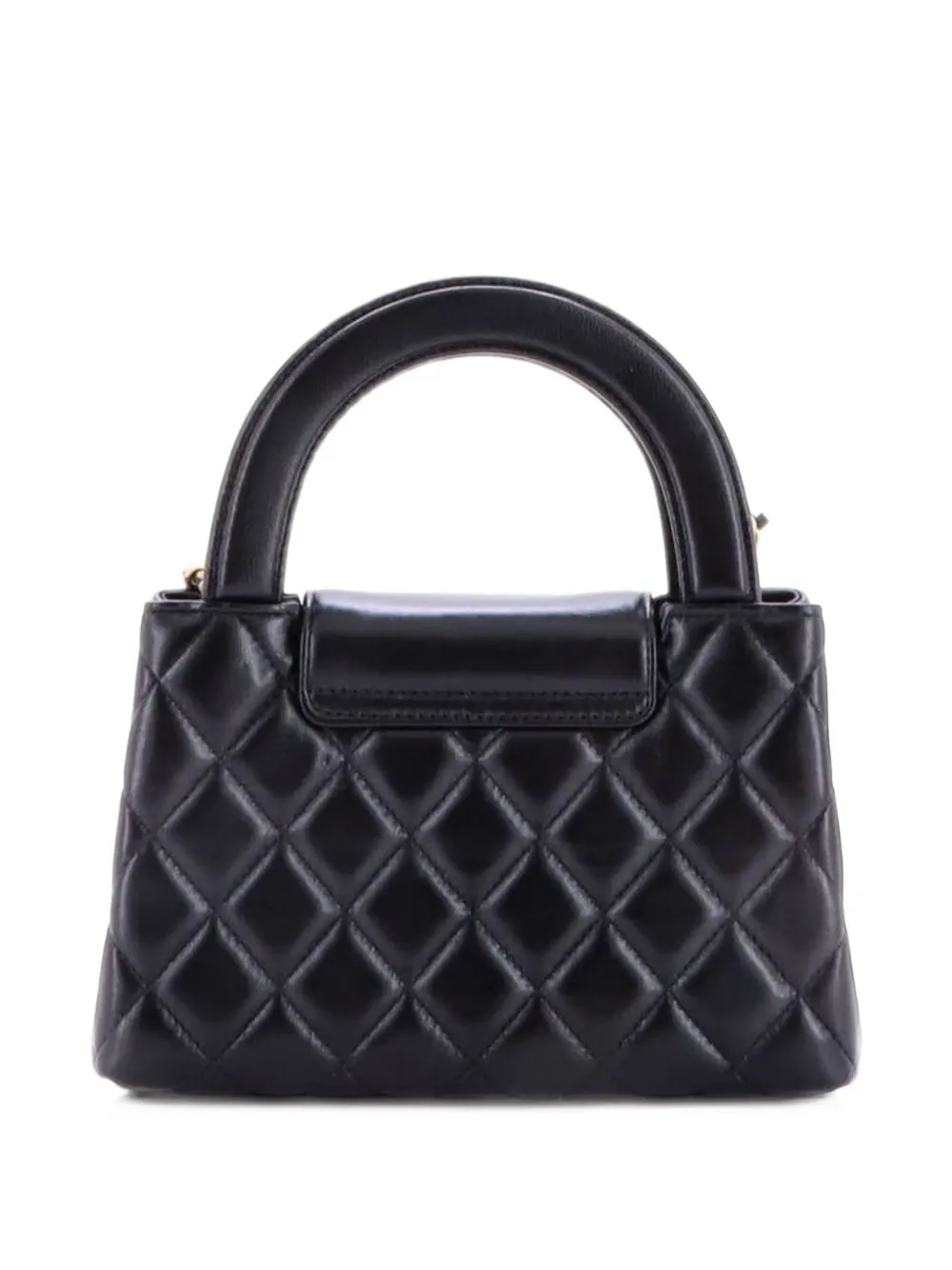 CHANEL Pre-Owned Kelly Top Handle Shopping Bag Quilted Shiny Aged Calfskin Mini satchel - Black
