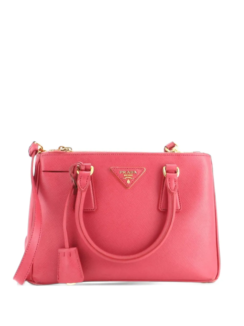 Prada Pre-Owned Borsa tote Lux piccola in pelle Saffiano con doppia zip - Rosa