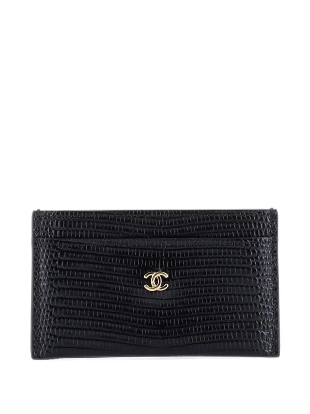 CHANEL Pre-Owned Classic Lizard Embossed Calfskin card holder - Black