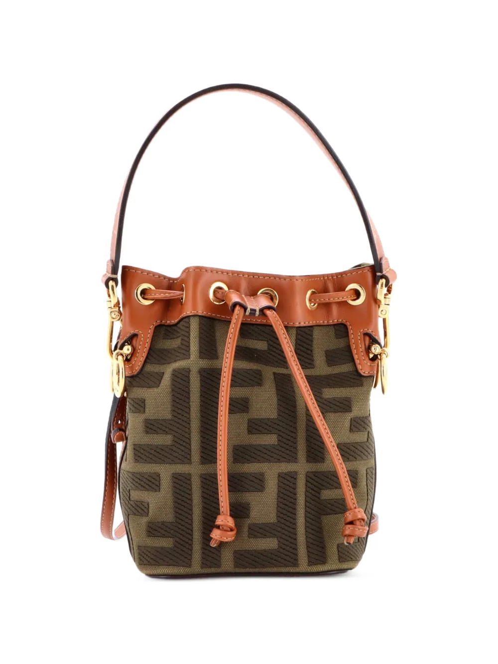 Fendi Pre-Owned Mon Tresor Zucca Embroidered Canvas Mini bucket bag - Marrone