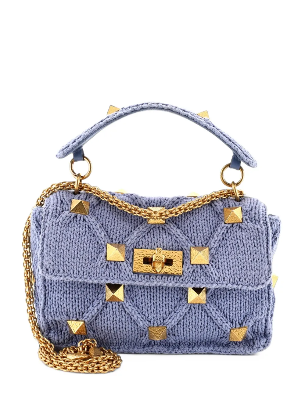 Valentino Garavani Pre-Owned Mittelgroße Roman Stud Flap Bag Schultertasche mit Steppung - Blau