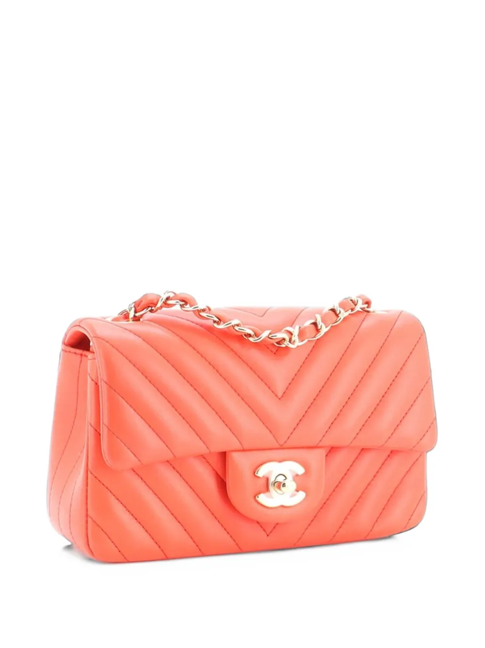 CHANEL Pre-Owned Mini Classic Single Flap Bag Chevron Schultertasche aus Lammleder - Rot