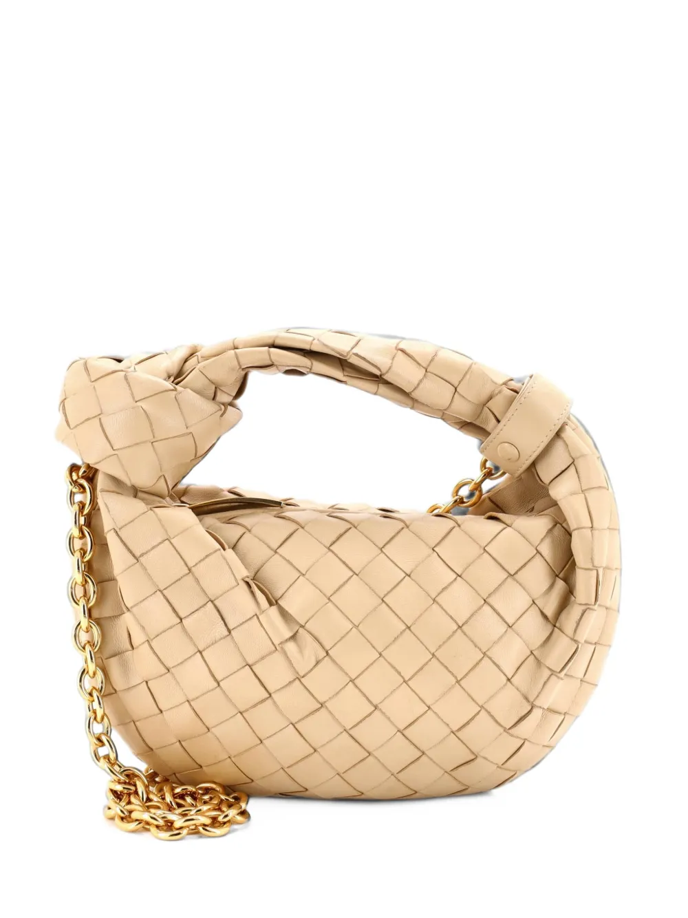 Bottega Veneta Pre-Owned Mini BV Jodie Chain Umhängetasche aus Nappaleder mit Intrecciato-Muster - Nude