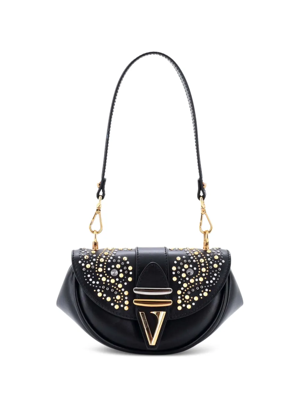 Versace Pre-Owned Borsa a spalla Virtus piccola convertibile con battente - Nero