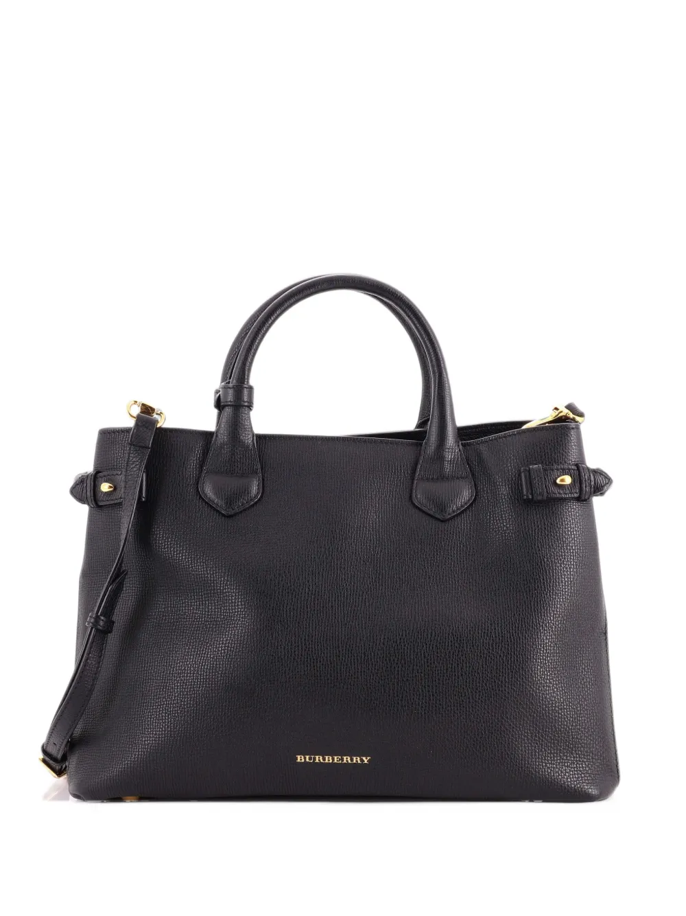 Burberry Pre-Owned Banner Tote Leather and House Check Canvas Medium satchel - Black