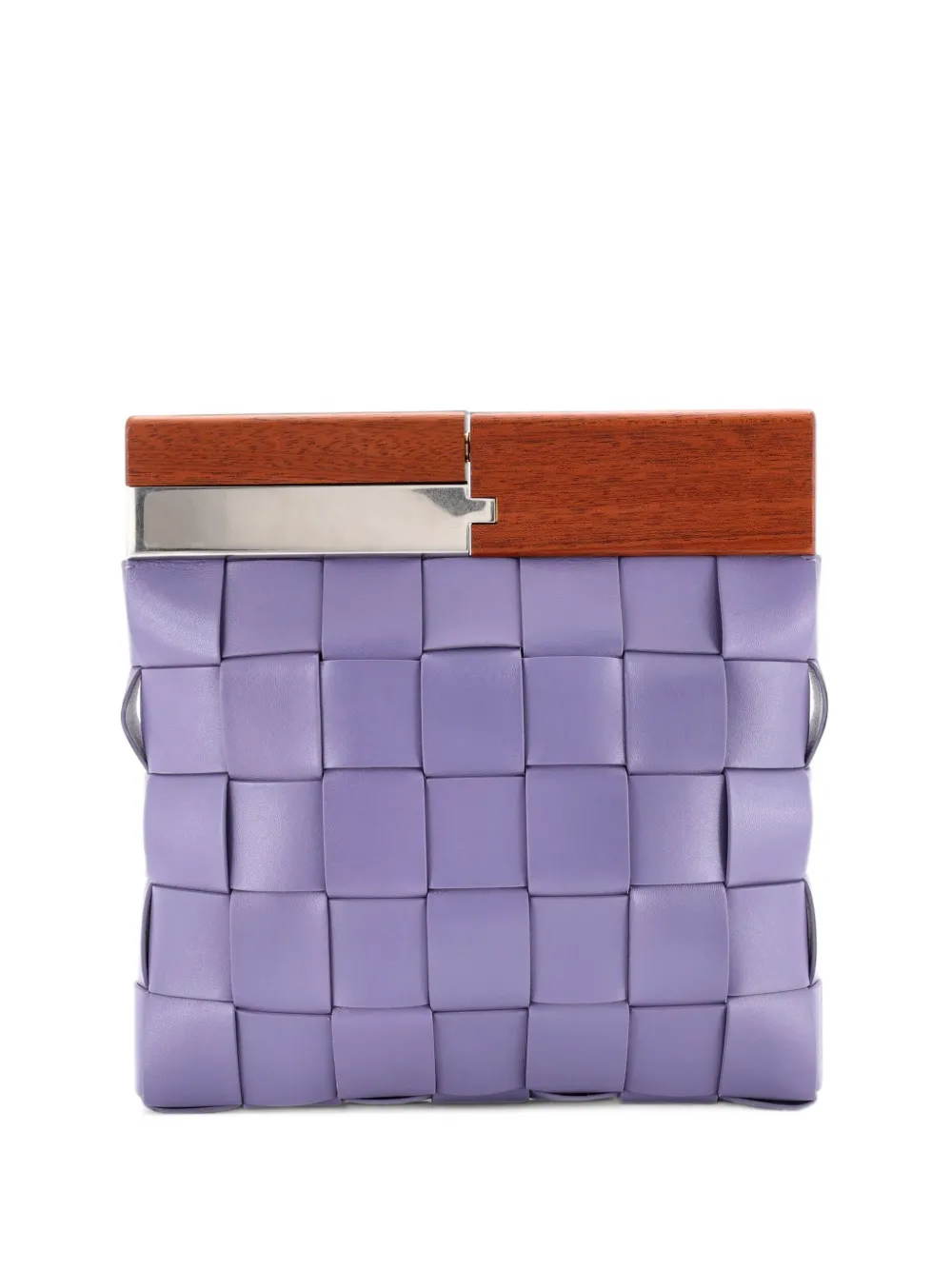 Bottega Veneta Pre-Owned The Snap Maxi Intrecciato Clutch aus Leder mit Holz und Metall - Violett