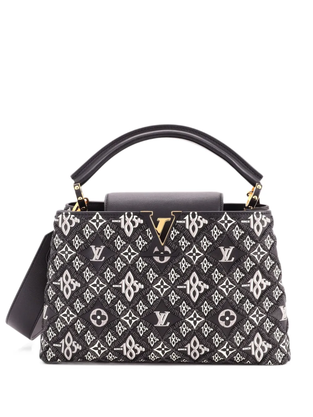 Louis Vuitton Pre-Owned Borsa a tracolla Capucines Limited Edition Since 1854 MM in pelle e jacquard con monogramma - Nero