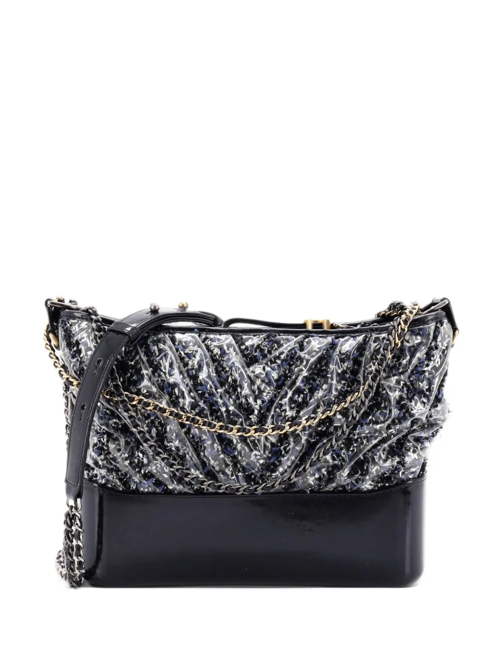 CHANEL Pre-Owned Gabrielle Chevron PVC Over Tweed Medium hobo bag - Blau
