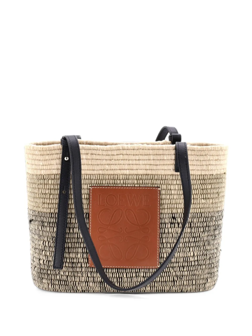 Loewe Pre-Owned Kleiner eckige Tote Bag aus Raffiabast - Nude