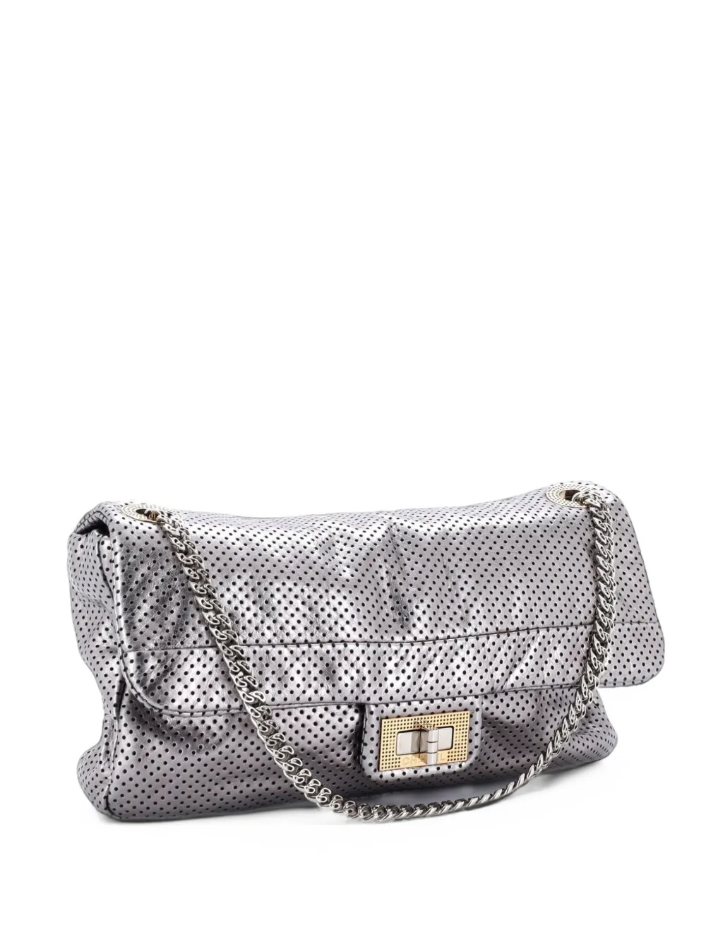 CHANEL Pre-Owned Drill Flap Bag Perforated Leather Medium shoulder bag - Metallic
