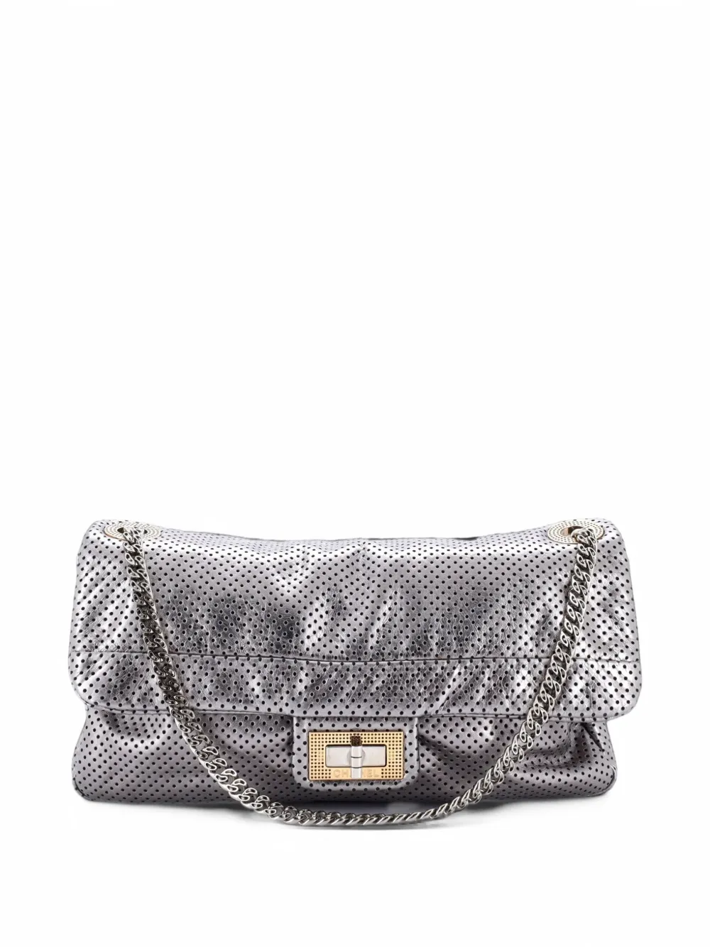 CHANEL Pre-Owned Drill Flap Bag Perforated Leather Medium shoulder bag - Metallic