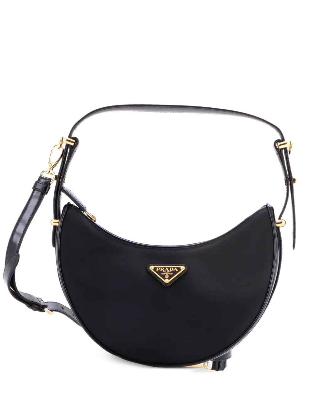 Prada Pre-Owned Arque Half Moon Tessuto Small hobo bag - Nero