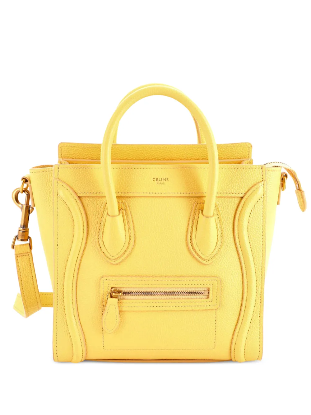 Celine Pre-Owned Borsa a tracolla Luggage nano in pelle martellata - Giallo